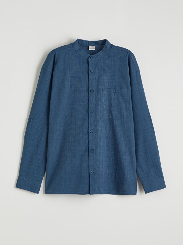 LCW Kids Boys' mandarin collar shirt with a linen look.