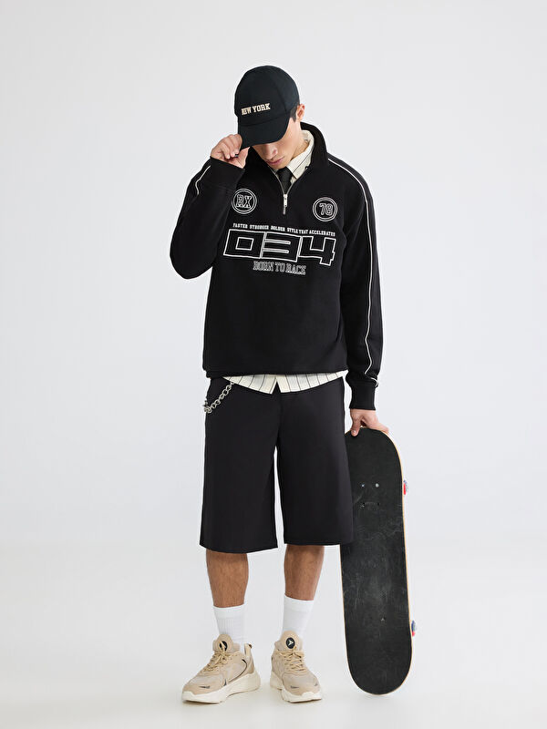 XSIDE Polo Yaka Baskılı Erkek Sweatshirt