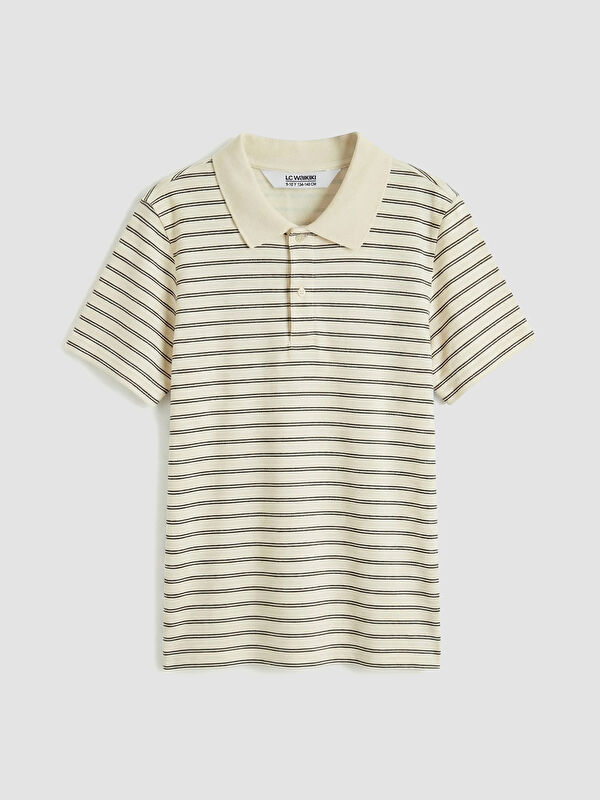 LCW Kids Polo Yaka Çizgili Erkek Çocuk Tişört