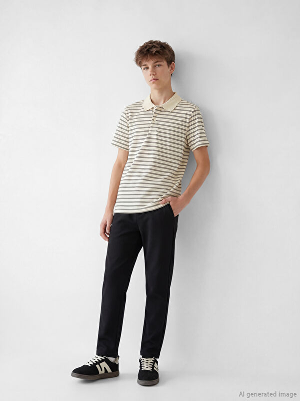 LCW Kids Polo Yaka Çizgili Erkek Çocuk Tişört ve Pantolon