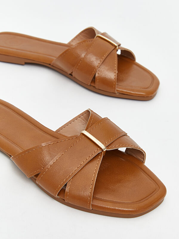 Lcw Steps Kahverengi Lcw Steps Deri Görünümlü Kadın Terlik