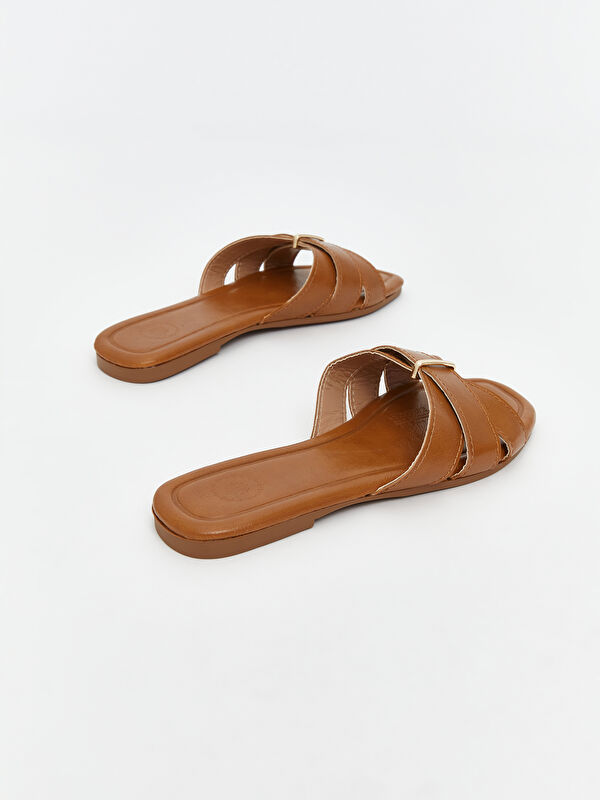 Lcw Steps Kahverengi Lcw Steps Deri Görünümlü Kadın Terlik