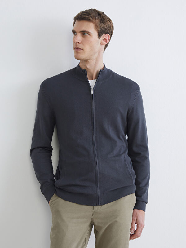 SOUTHBLUE Regular Fit Funnel Neck Men's Knit Cardigan