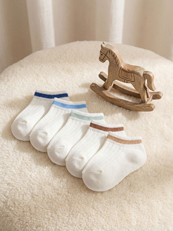 LCW baby Baby Boys' Striped Trainer Socks 5-Pack