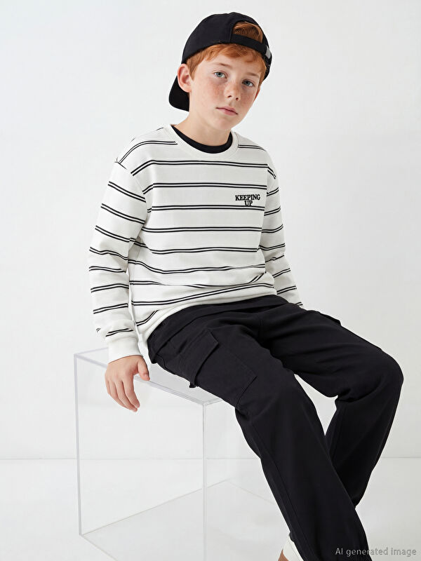 LCW Kids Çizgili Erkek Çocuk Sweatshirt