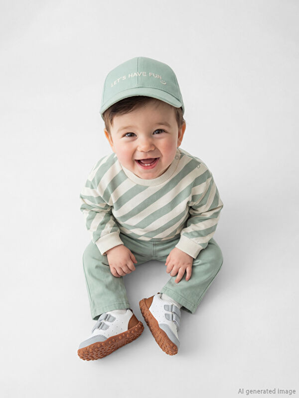 LCW baby Yazı Nakışlı Erkek Bebek Kep Şapka 