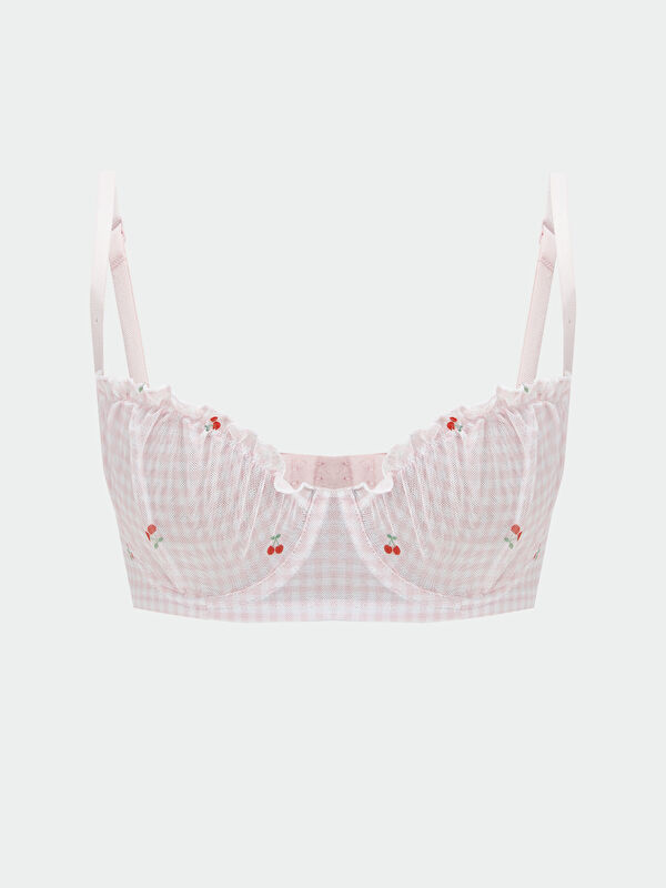LCW Young Underwired Unpadded Cherry Embroidered Drop Bra