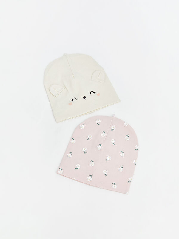 LCW ACCESSORIES Printed Baby Girl Beanie 2 Pieces