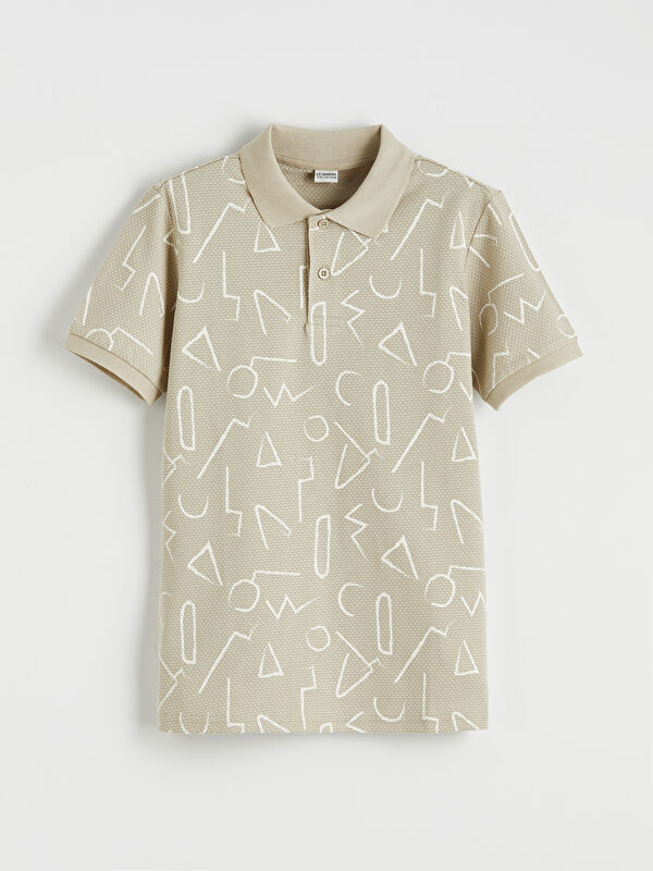 LCW Kids Geometric Patterned Boys' Polo Collar T-Shirt