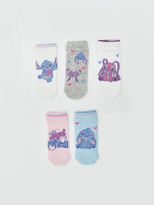 LCW Kids جوارب سبور ديال البنات بنقش Stitch و Angel 5 باكات