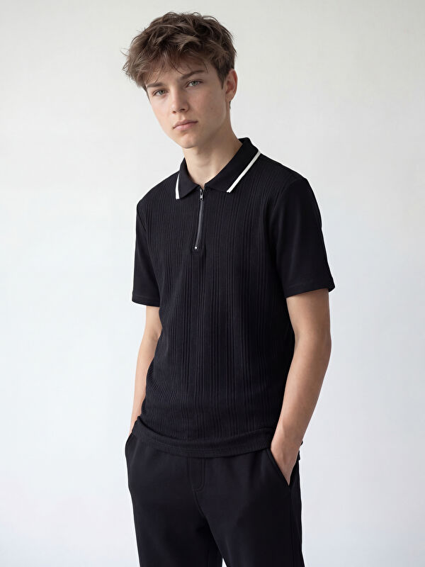 LCW Kids Polo Yaka Dokulu Erkek Çocuk Tişört