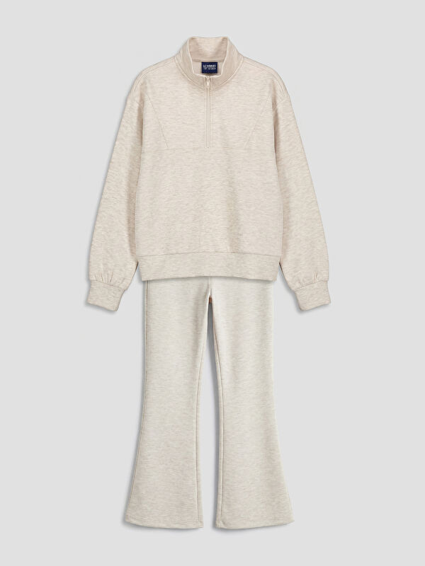 LCW Kids Dik Yaka Kız Çocuk Sweatshirt ve Tayt