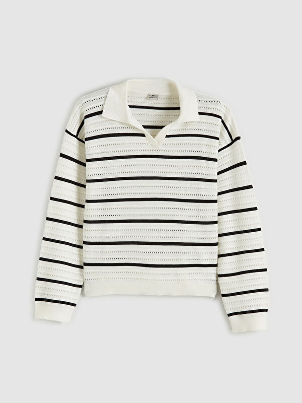 LCW Kids Striped Polo Neck Sweater for Girls