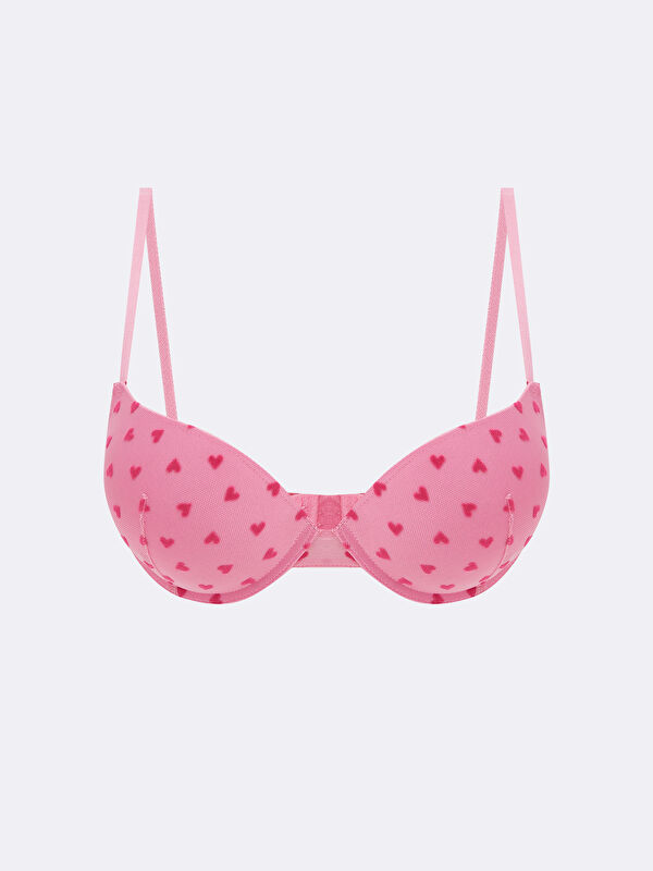 LCW DREAM Wired Padded Heart Patterned T-Shirt Bra