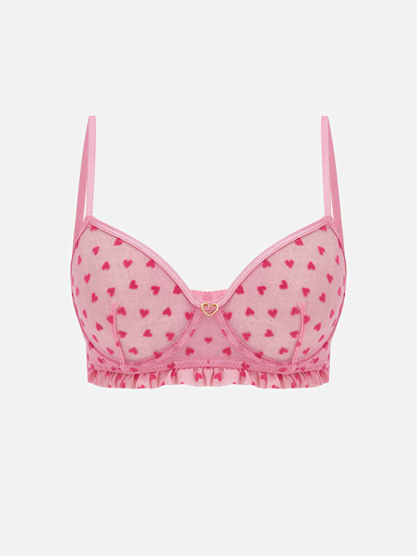 LCW DREAM Wired Non-Padded Heart Patterned T-Shirt Bra