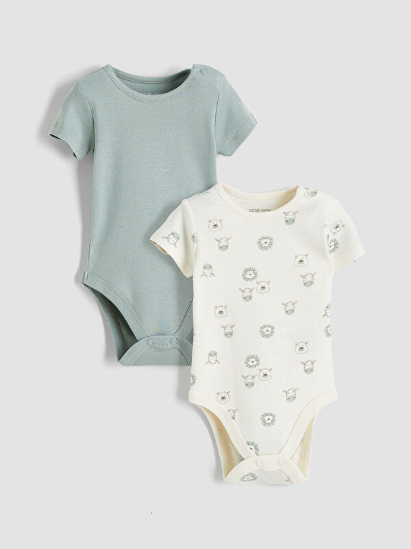 LCW baby Patterned Baby Boys' Snap-fastened Bodysuit 2 Pack