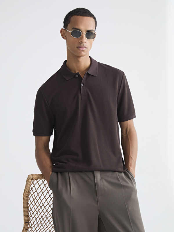 LCW Vision Polo Yaka Çizgili Erkek Tişört