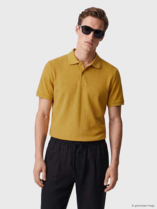 LCW Vision Polo Yaka Çizgili Erkek Tişört