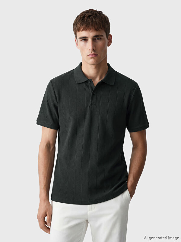 LCW Vision Polo Yaka Çizgili Erkek Tişört