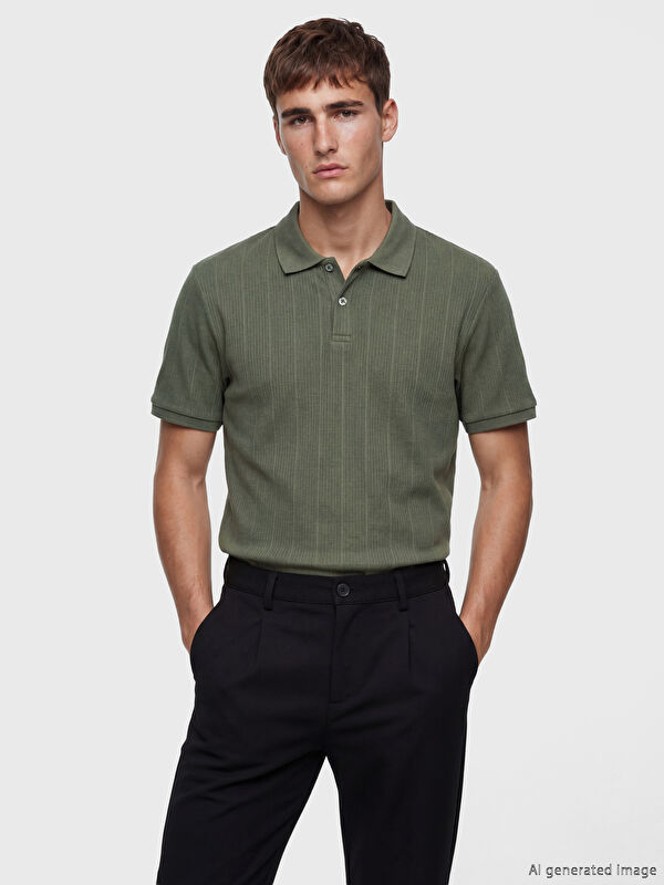 LCW Vision Polo Yaka Çizgili Erkek Tişört