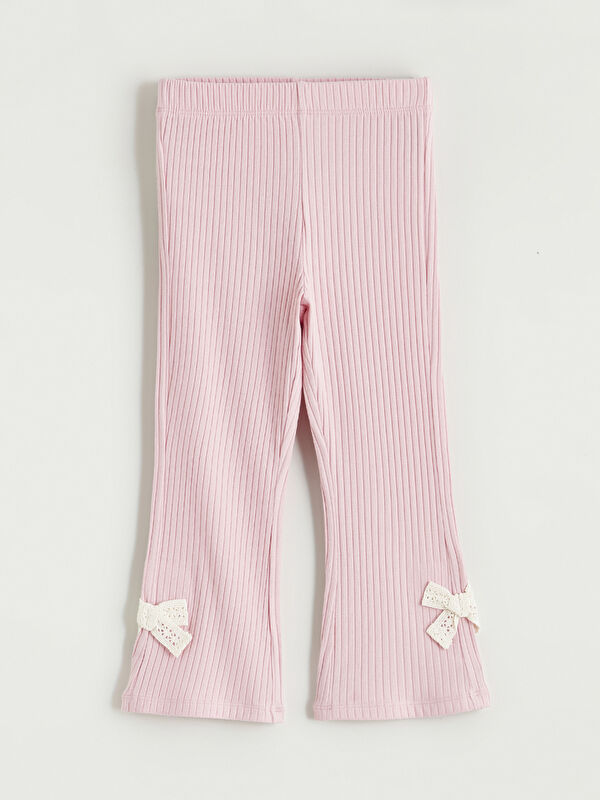 LCW Kids Girls' flared leggings with bow detail.
