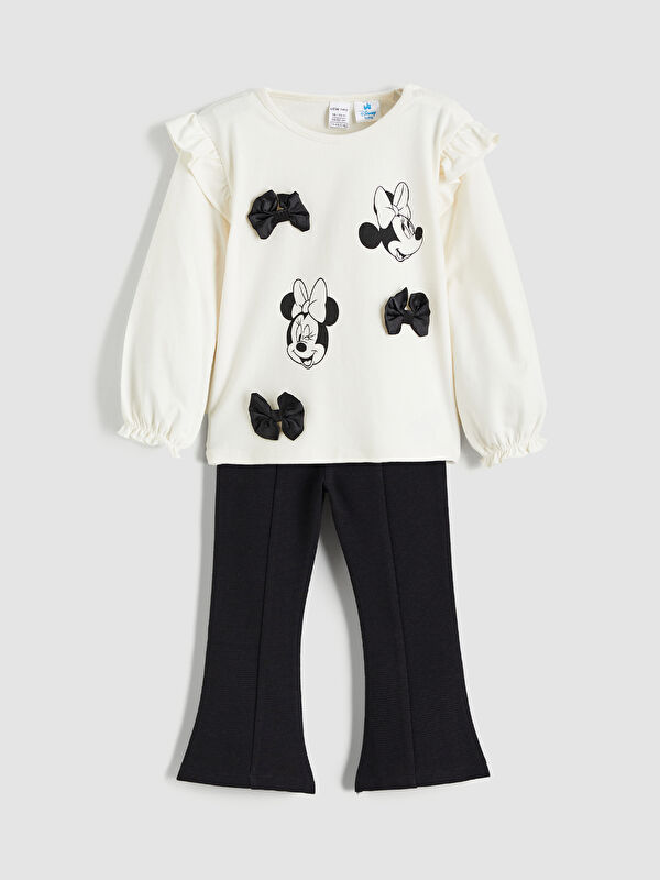 LCW baby Baby Girl Minnie Mouse Print Blouse and Leggings Set