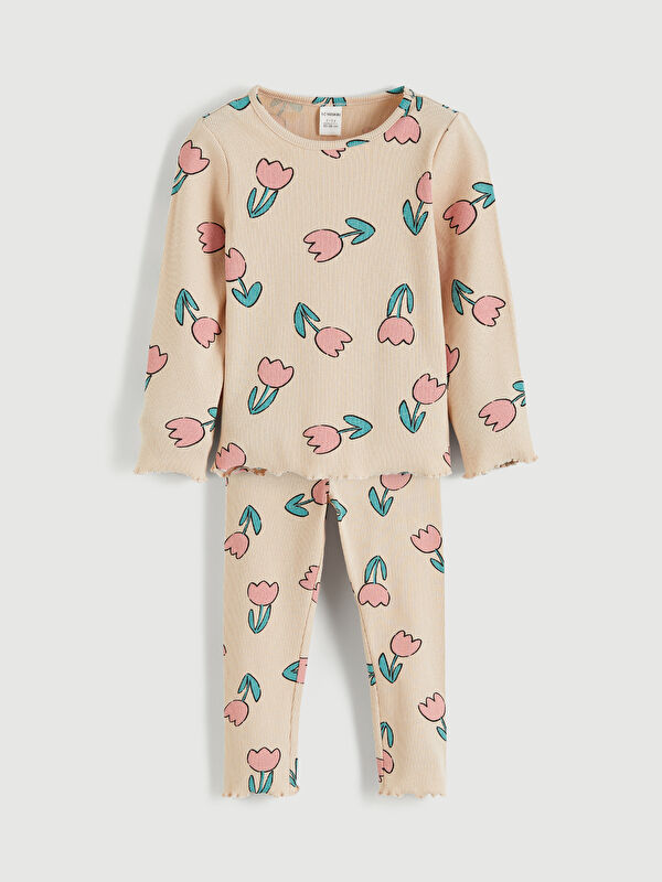 LCW Kids Tulip Patterned Girls' T-shirt and Leggings