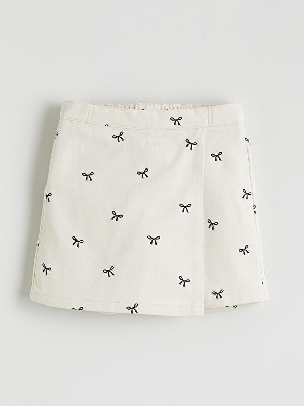 LCW Kids Ribbon Printed Girls' Shorts Skirt
