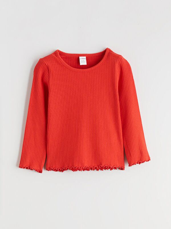 LCW Kids Crew Neck Girls' Ribbed T-Shirt
