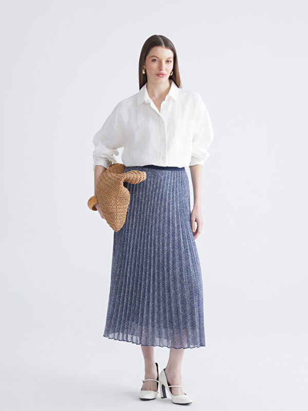 LCWAIKIKI Classic Elastic Waist Patterned Pleated Skirt