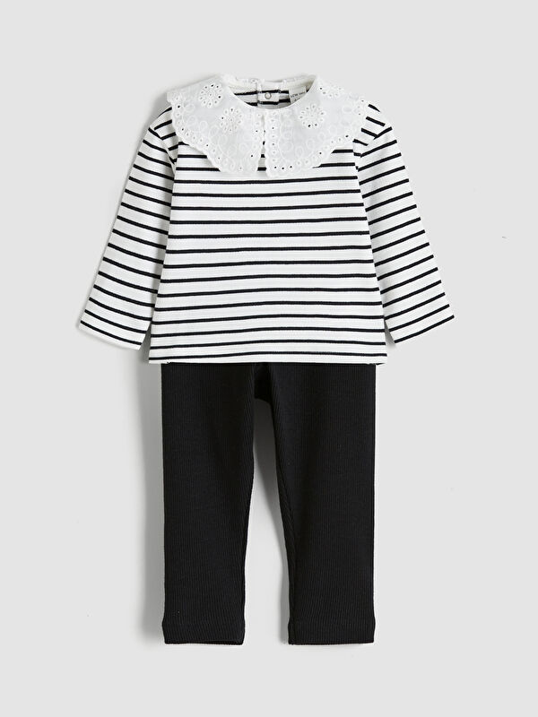 LCW baby Peter Pan Collar Baby Girl Blouse and Leggings