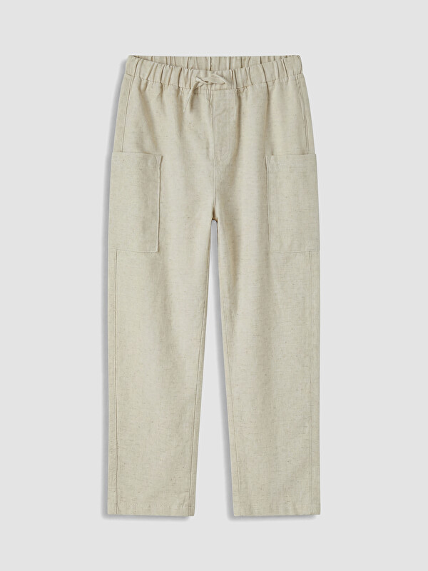 LCW Kids Pantaloni băieți din amestec de in cu talie elastică