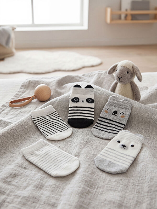 LCW baby Desenli Erkek Bebek Patik Çorap 5'li