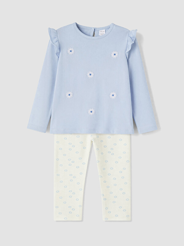 LCW baby Floral Embroidered Baby Girls' Blouse and Leggings Set