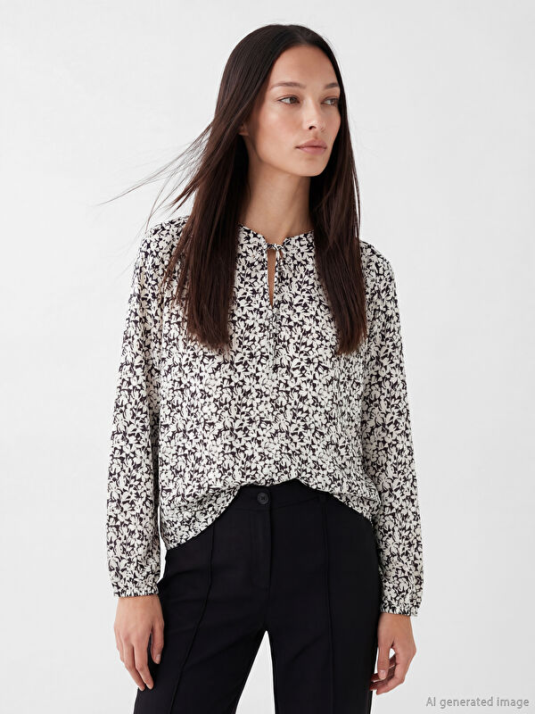 LCW EVERYDAY Bluse mit Schleifenkragen und Blumenmuster
