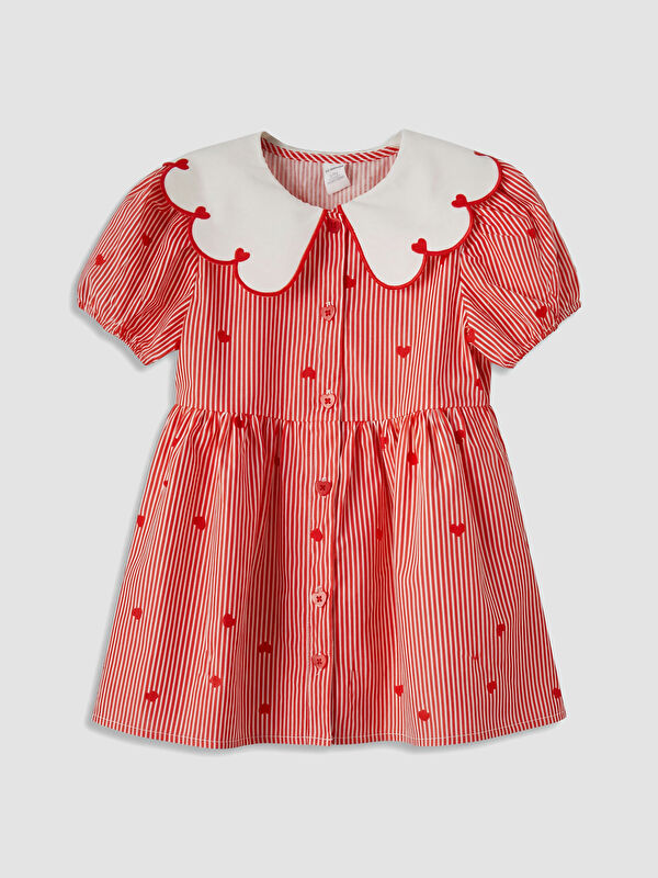 LCW Kids Bebe Yaka Kız Çocuk Çizgili Elbise