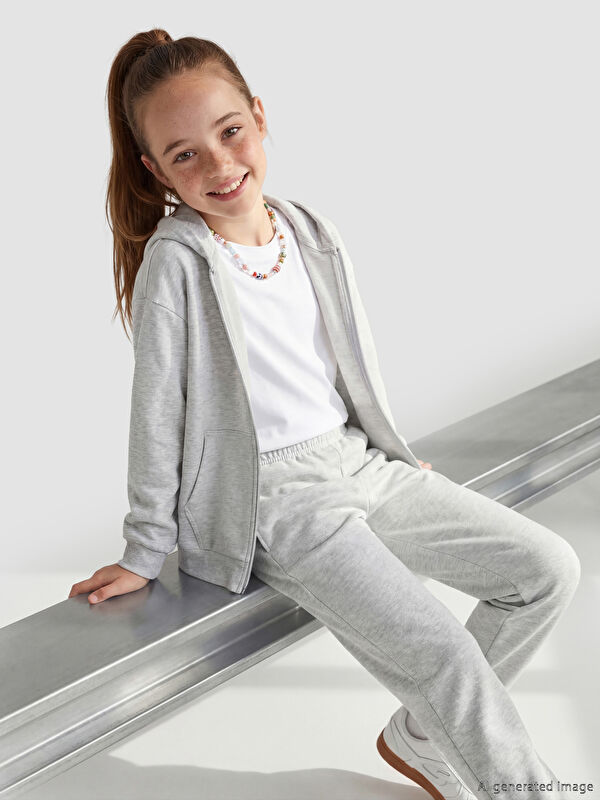 LCW Kids Kapüşonlu Kız Çocuk Fermuarlı Sweatshirt