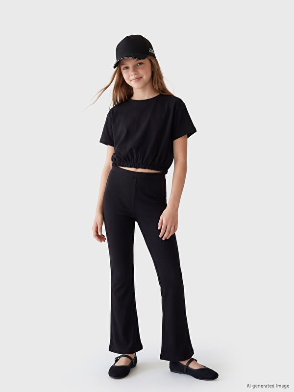 LCW Kids Fitilli İspanyol Paça Kız Çocuk Tayt
