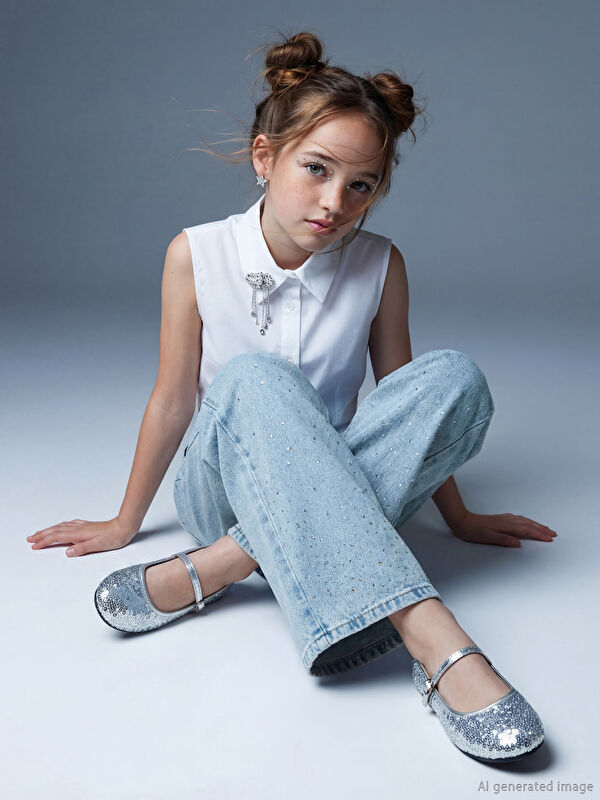 LCW Kids Wideleg Rhinestone Embellished Girls' Jeans