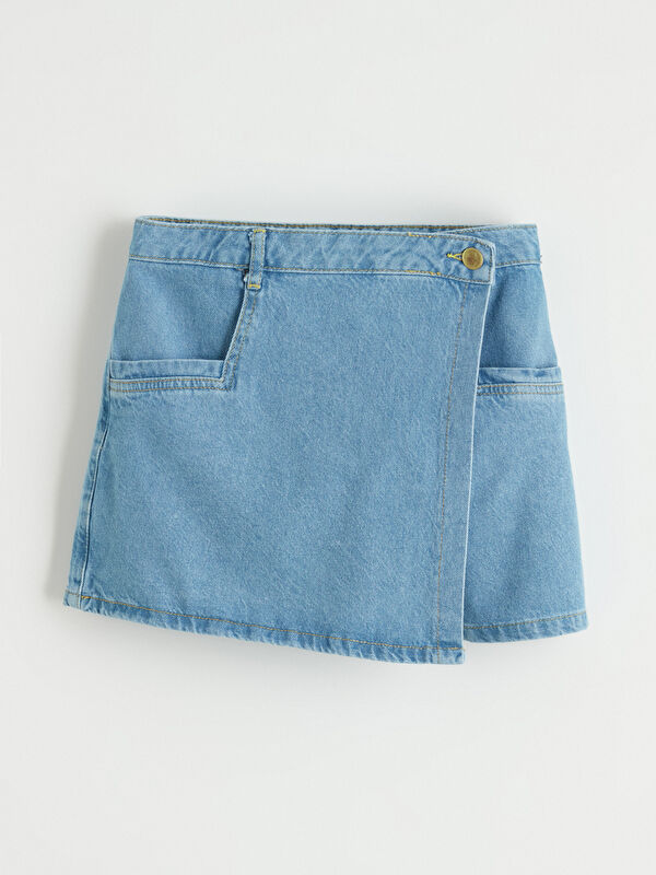 LCW Kids Anvelop Kesim Cepli Kız Çocuk Jean Şort Etek