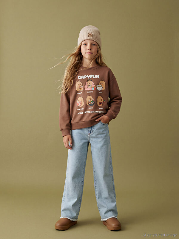 LCW Kids Wideleg Kız Çocuk Jean Pantolon