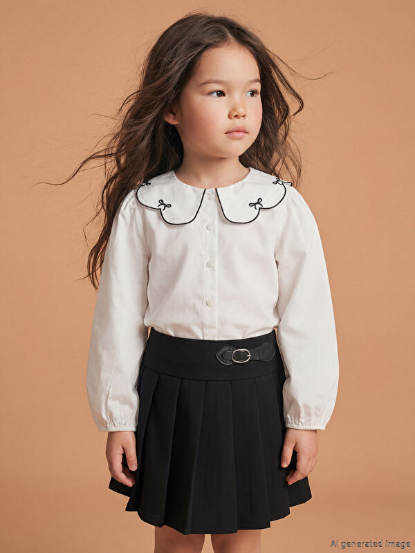 LCW Kids Bebe Yaka Kız Çocuk Poplin Gömlek