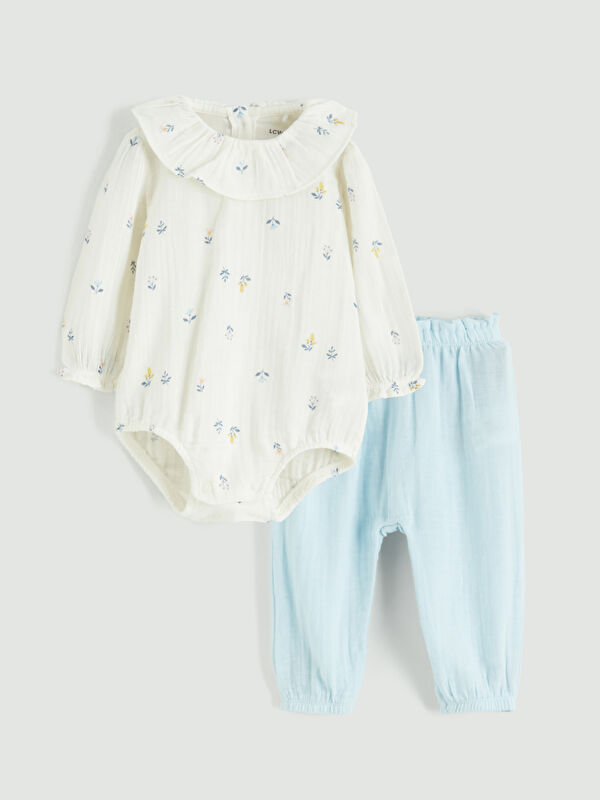 LCW baby Baby Girl Snap-Closure Bodysuit and Sweatpants