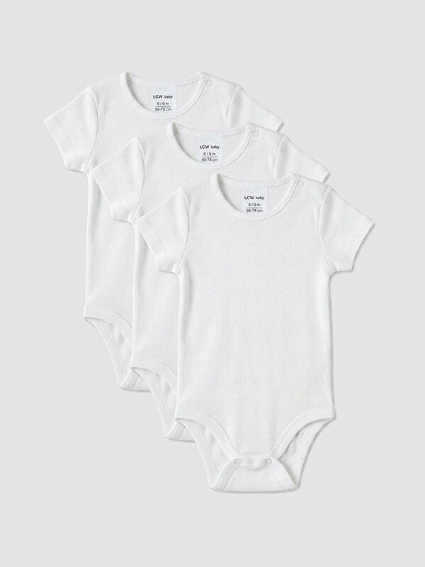 LCW baby Bisiklet Yaka Kız Bebek Çıtçıtlı Body 3'lü