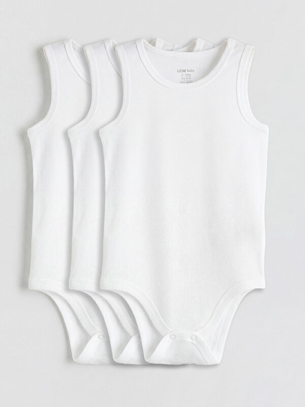 LCW baby Bisiklet Yaka Erkek Bebek Çıtçıtlı Body 3'lü