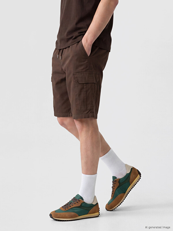 XSIDE Regular Fit Erkek Gabardin Kargo Şort