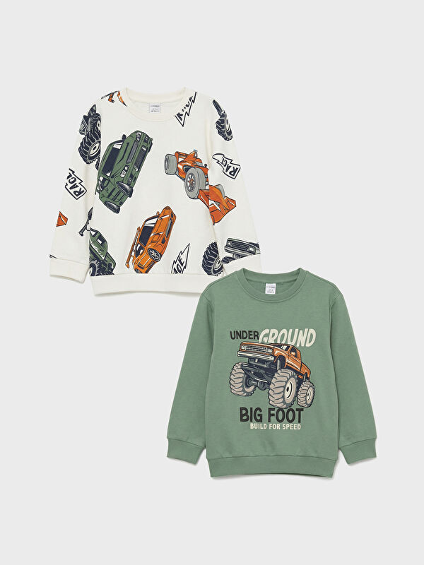 LCW Kids Lot de 2 Sweat-shirts Imprimé Voiture Garçon