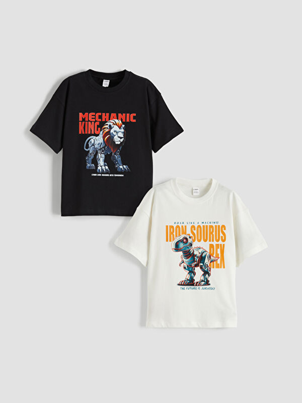LCW Kids Crew Neck Printed Boys' T-Shirt 2 Pack