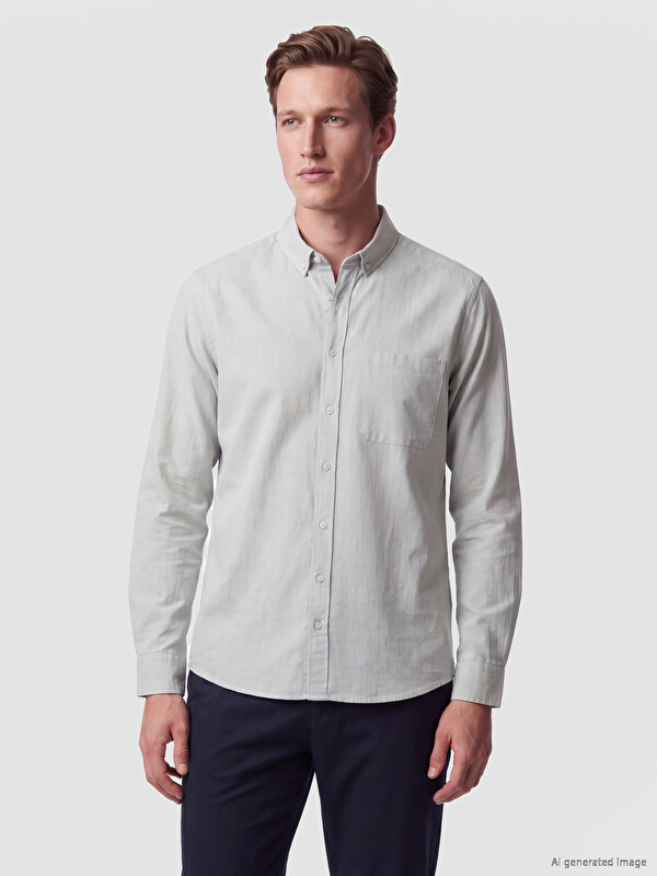 SOUTHBLUE Regular Fit Keten Karışımlı Erkek Gömlek