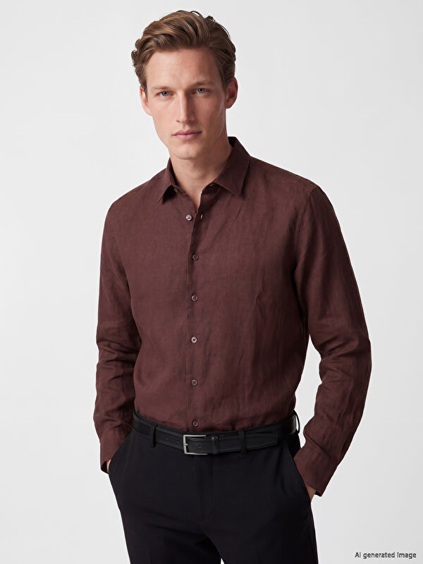 SOUTHBLUE Regular Fit %100 Keten Erkek Gömlek